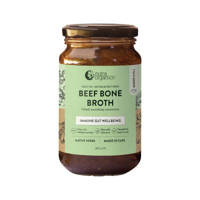 Nutra Organics Bone Broth Beef Deeply Nourishing Concentrate Native Herbs 390g